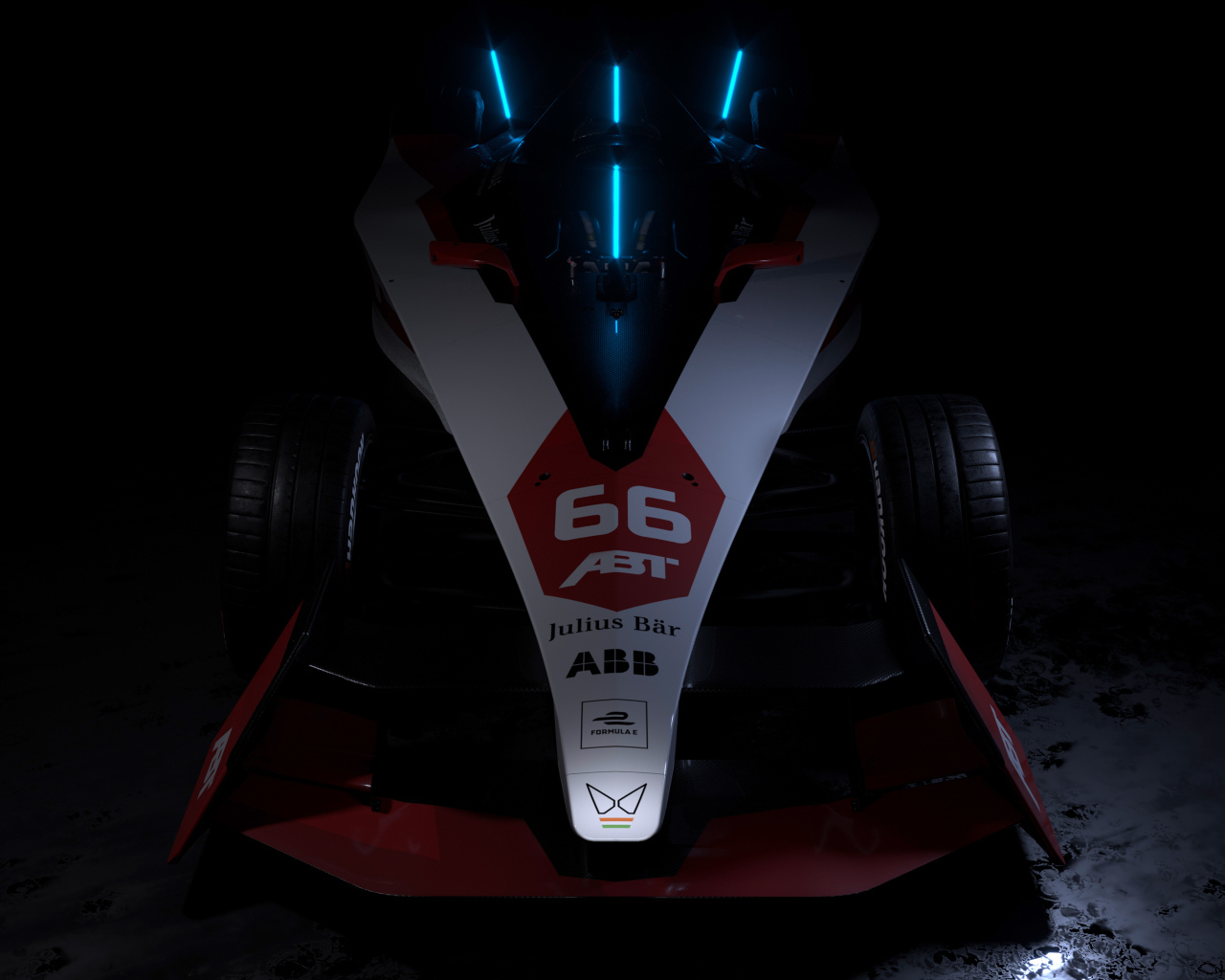 Гоночный автомобиль ABT Sportsline Mahindra M9Electro 2022 на черном фоне