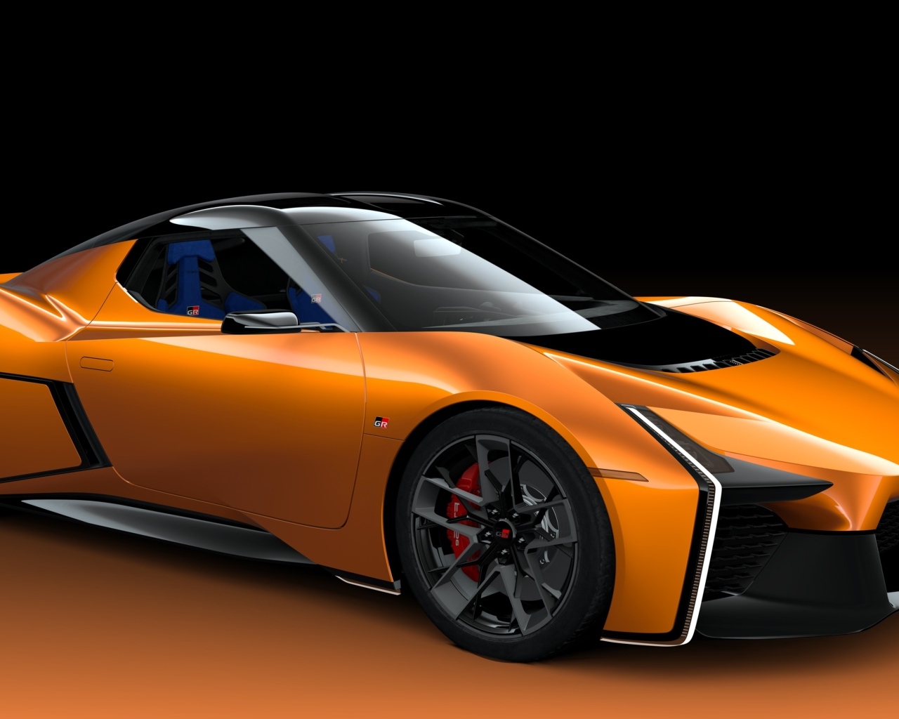 Оранжевый спортивный автомобиль Toyota FT-Se