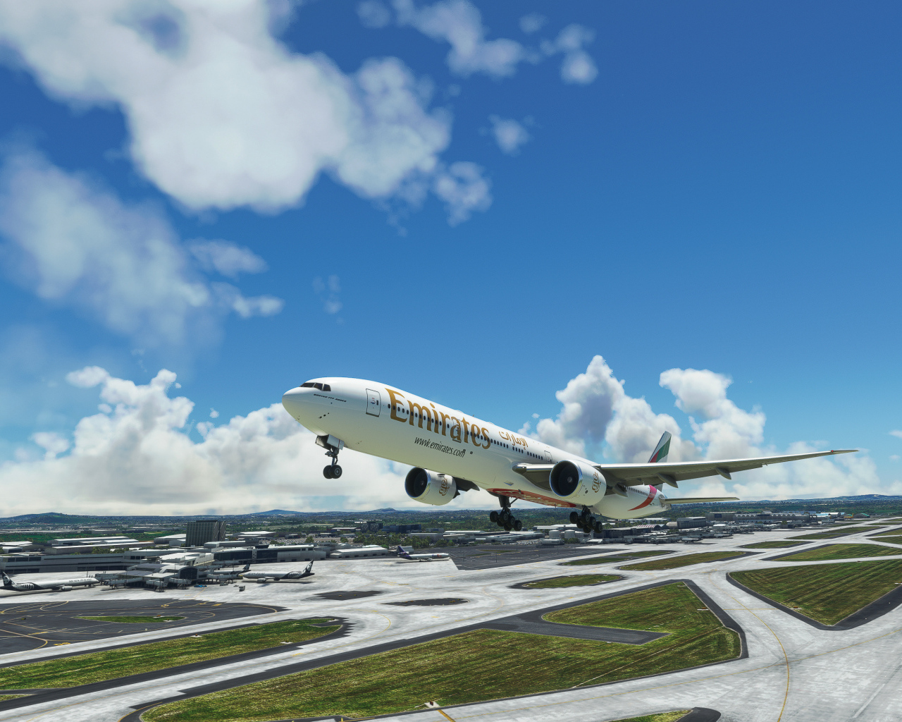 Takeoff passenger Boeing 777-300ER