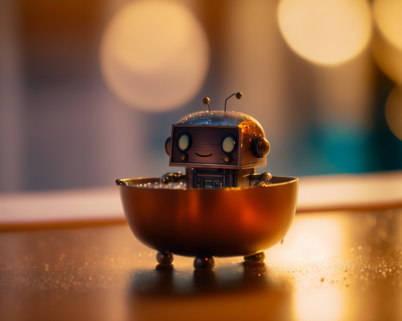 Фигурка маленького робота на столе