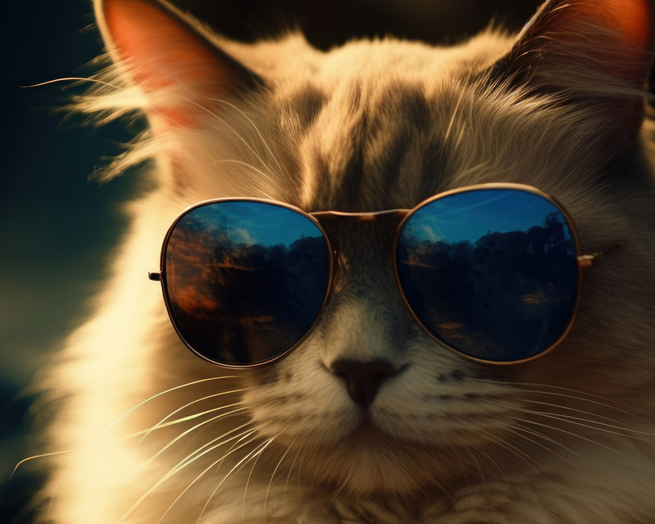 Кот в черных солнцезащитных очках