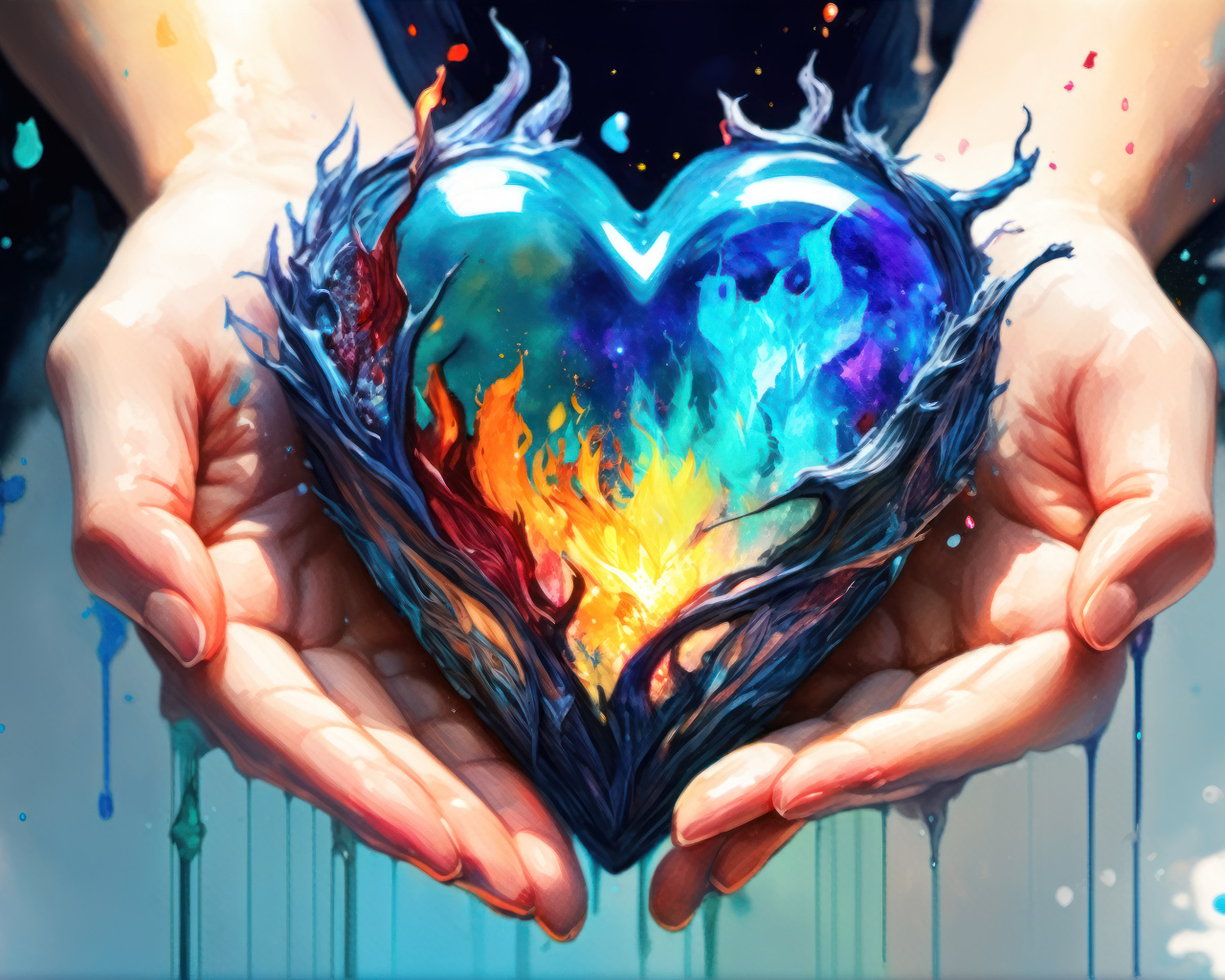 Нарисованное сердце в ладонях