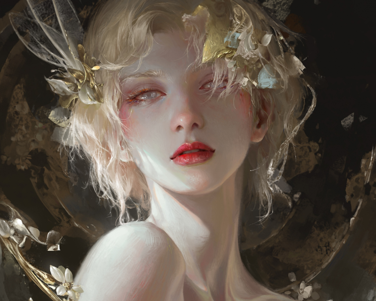 Красивая фантастическая девушка блондинка с голубыми глазами