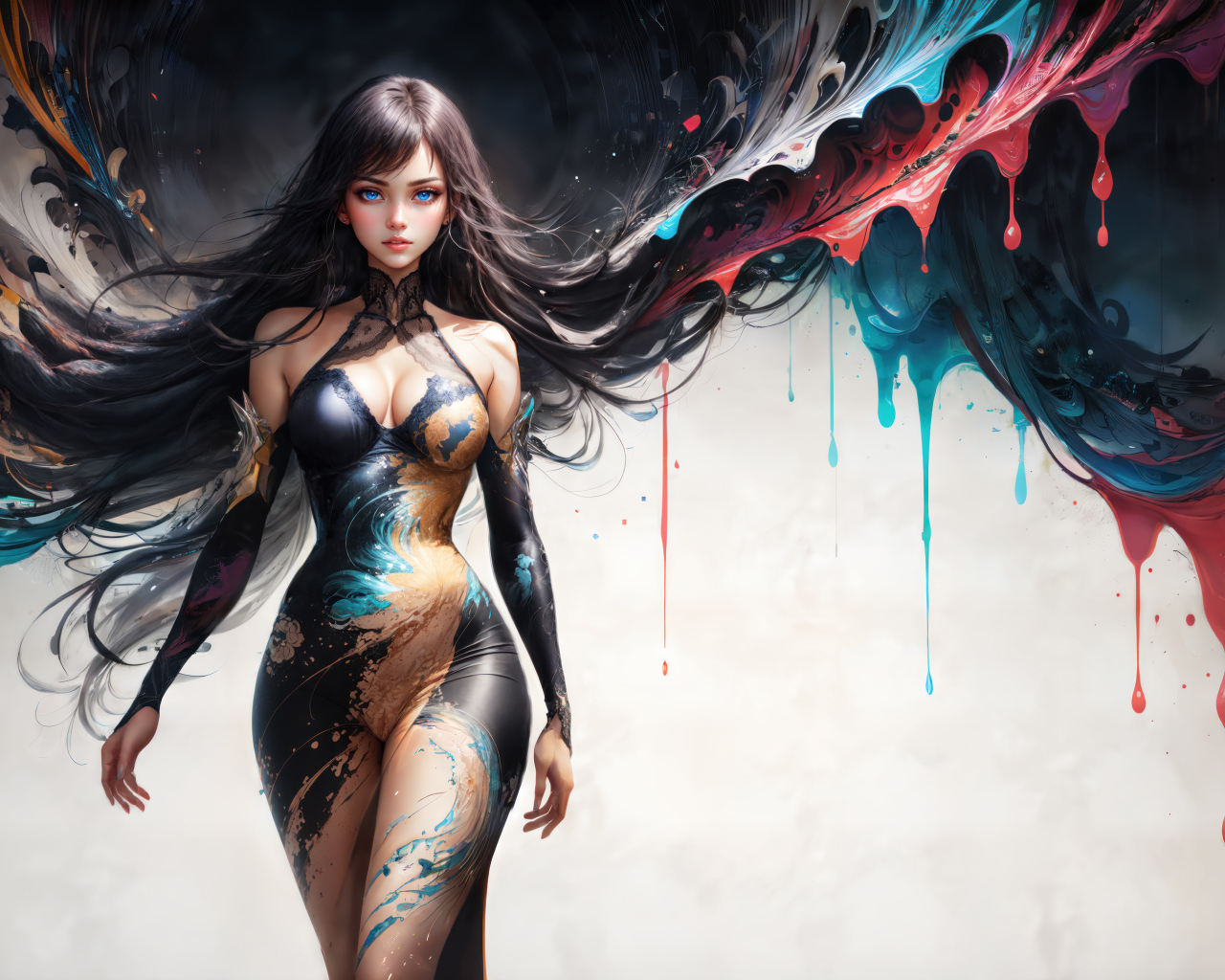 Красивая фантастическая девушка в краске