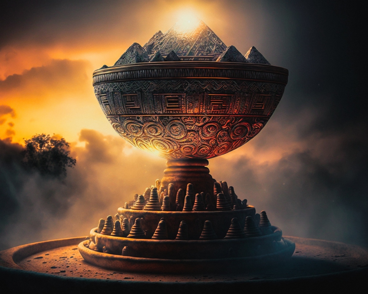 Большой фантастический кубок с пирамидами
