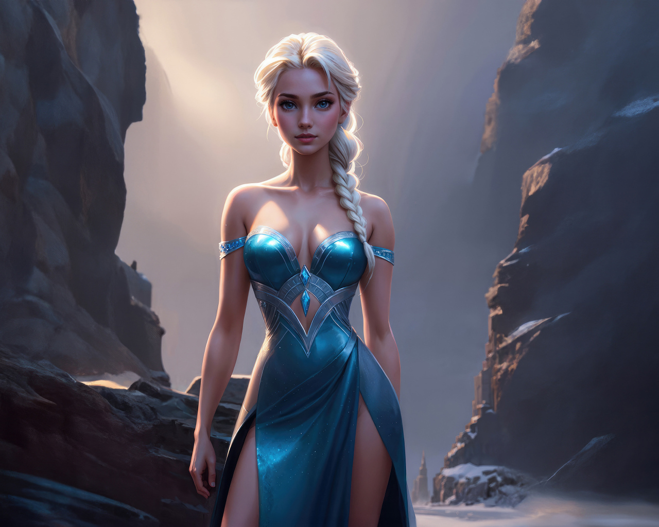 Девушка Эльза в голубом платье