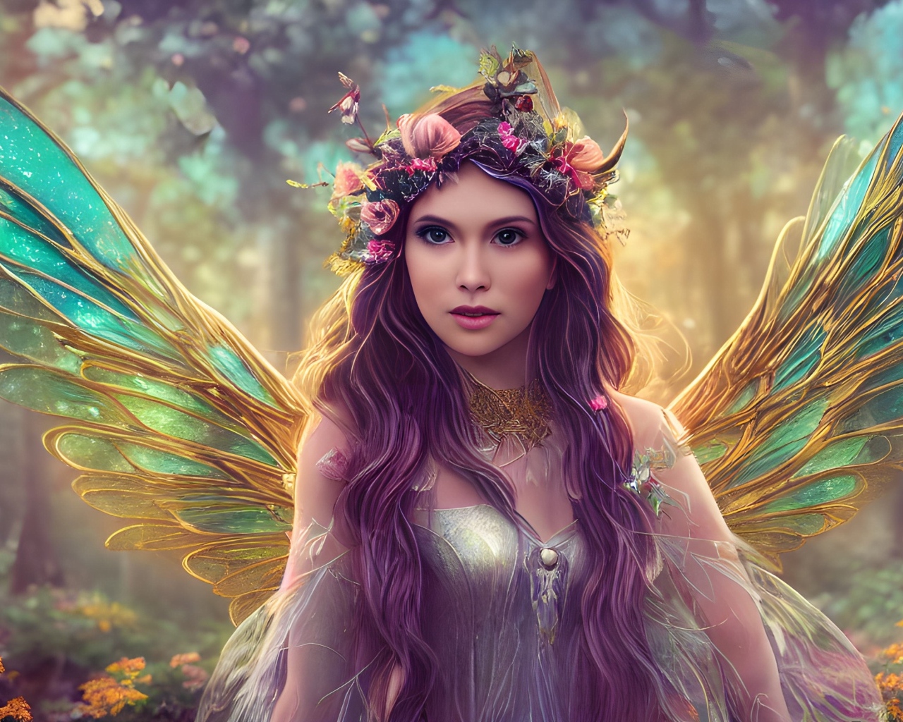Фантастическая девушка фея с крыльями
