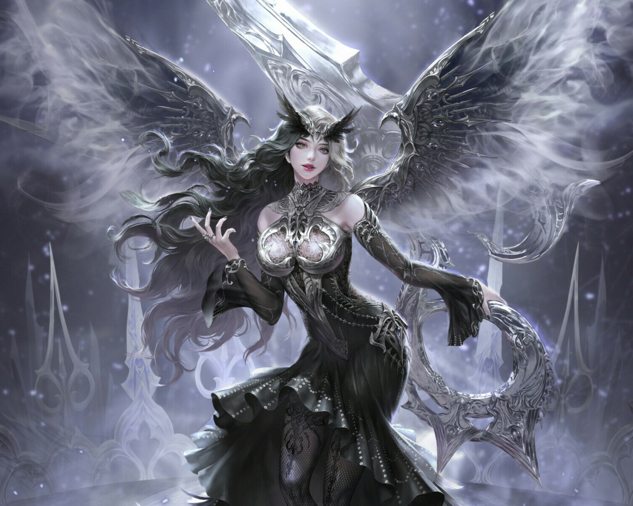 Фантастическая девушка в красивом черном платье