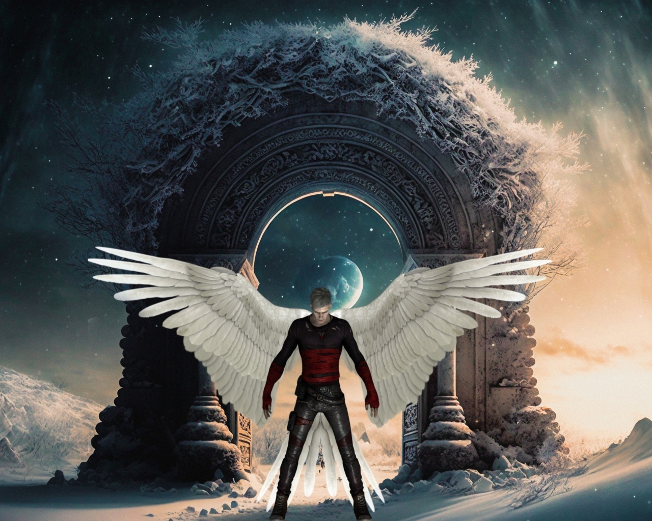 Фантастический мужчина с крыльями ангела