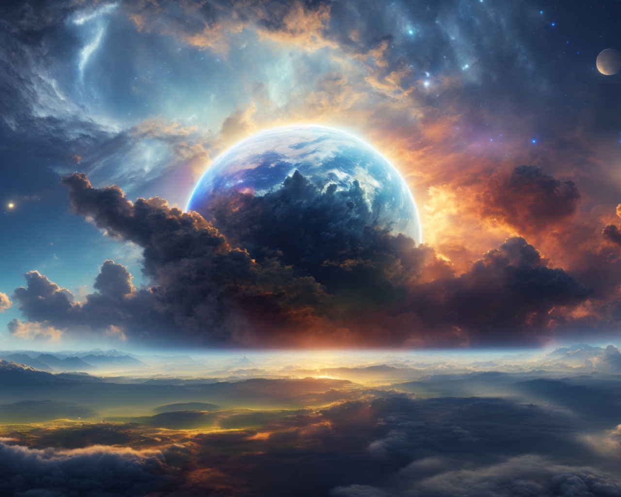 Фантастическое небо с планетой
