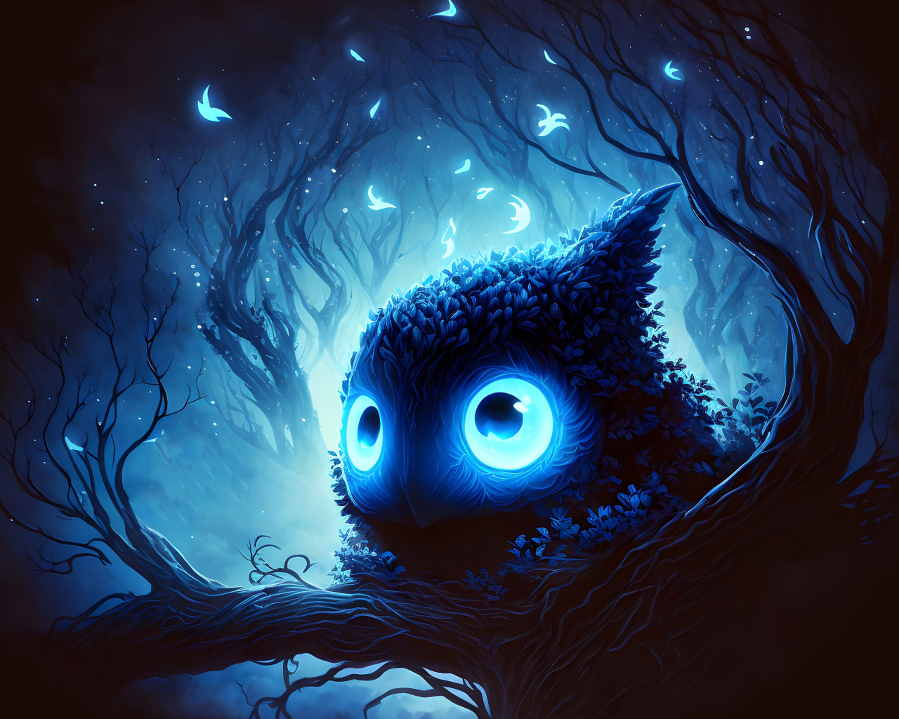 Фантастическое существо в ветках дерева