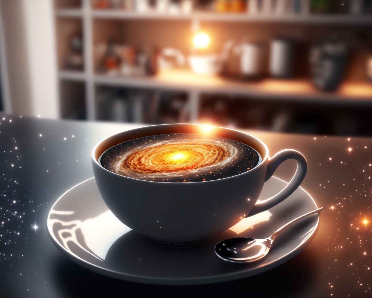 Фантастическая чашка кофе с космосом