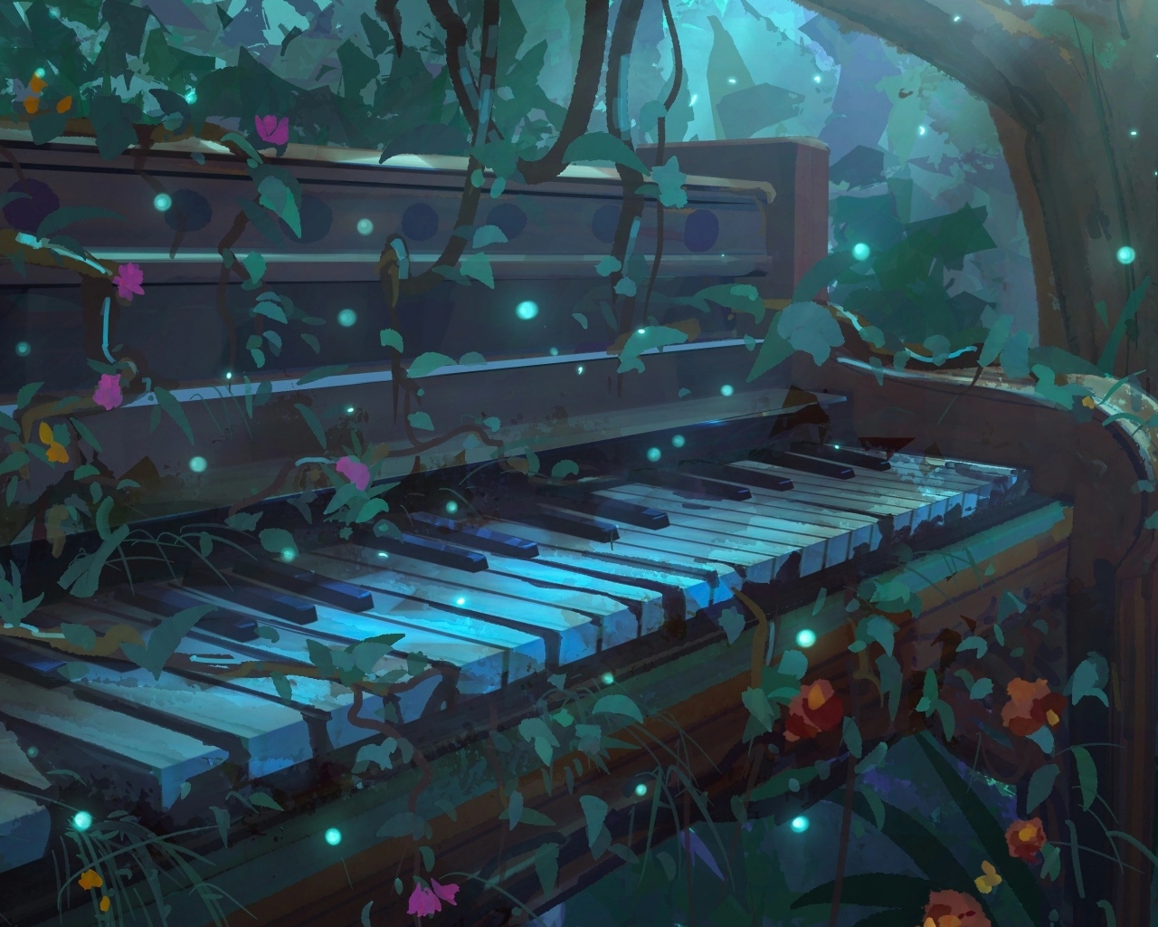 Старый рояль в волшебном лесу