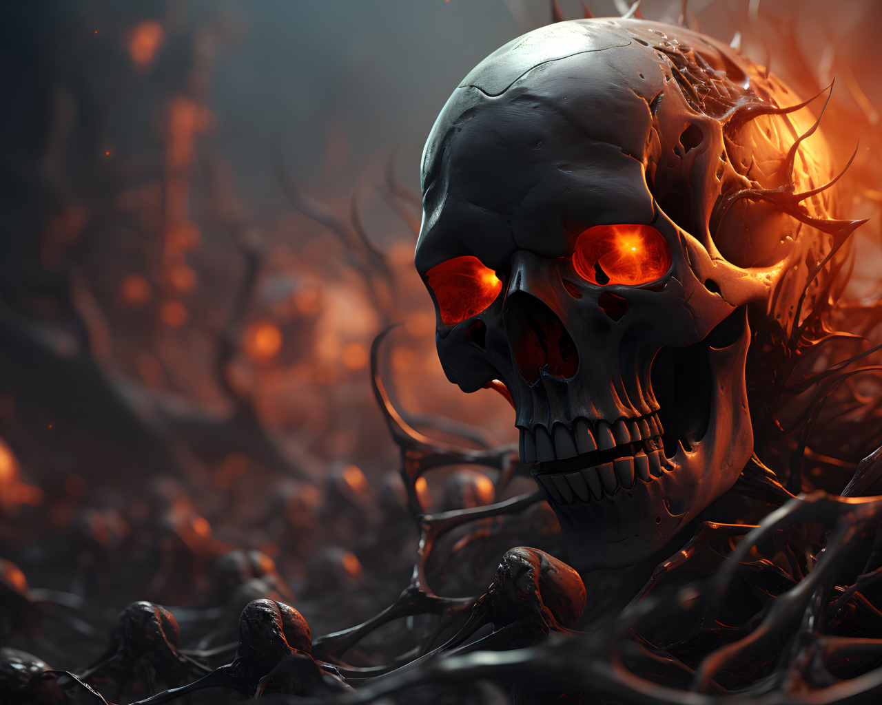 Череп с огненными глазами