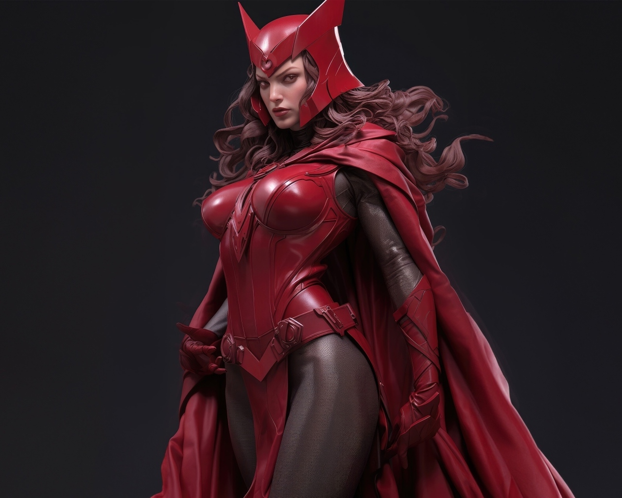 Девушка супергерой в красном костюме