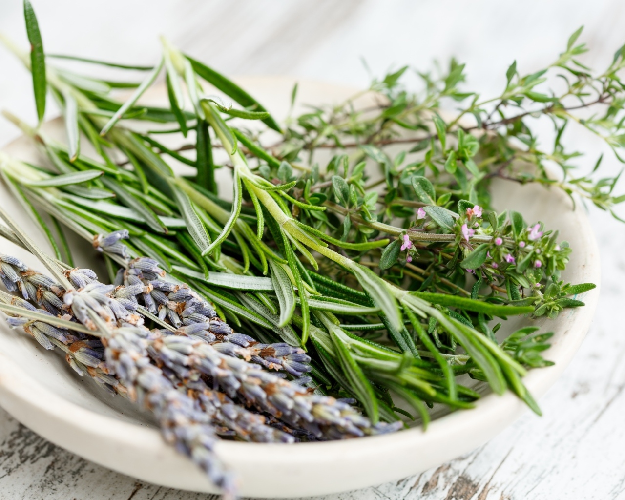 Ароматные пряные травы на столе