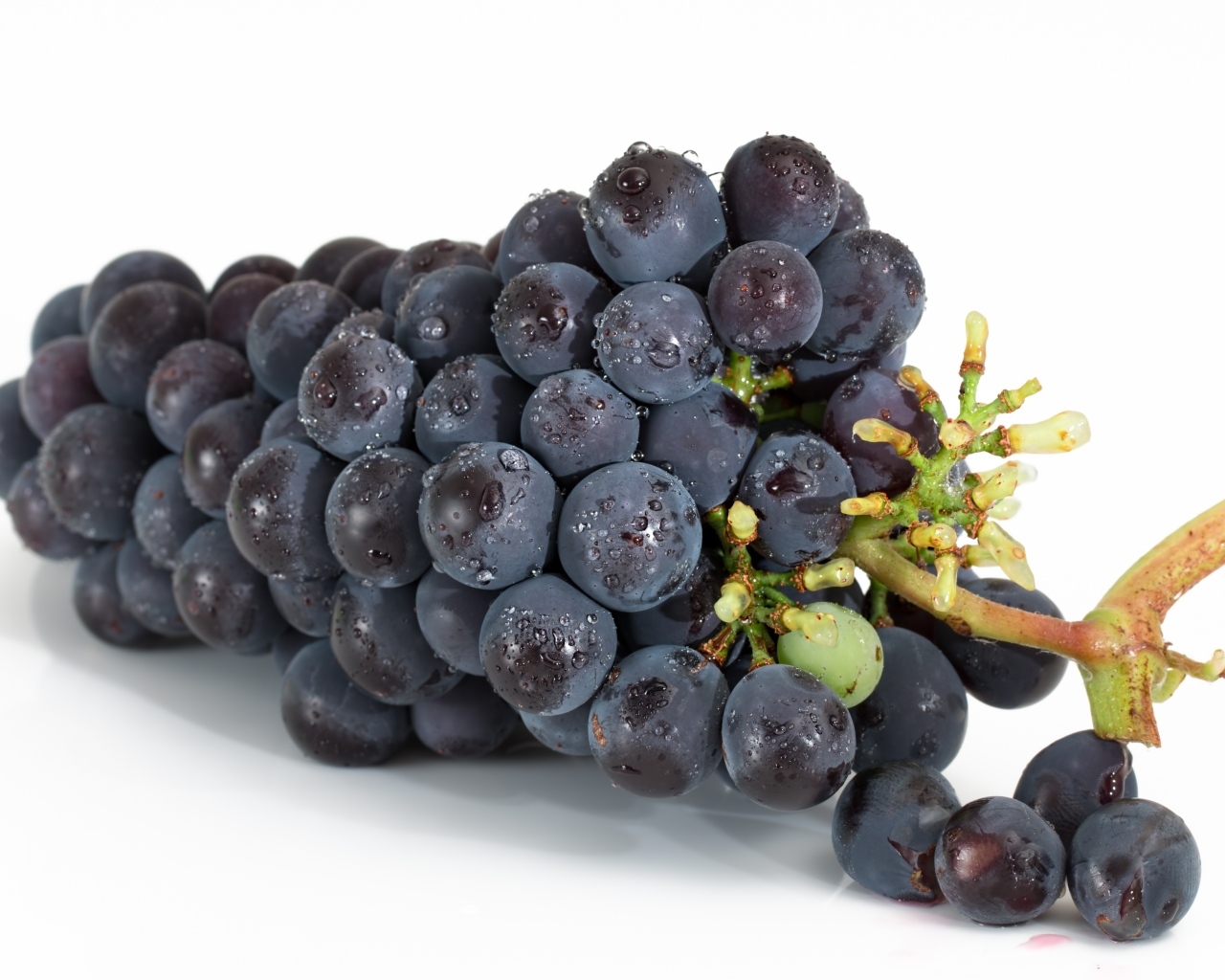 Гроздь спелого розового винограда на белом фоне