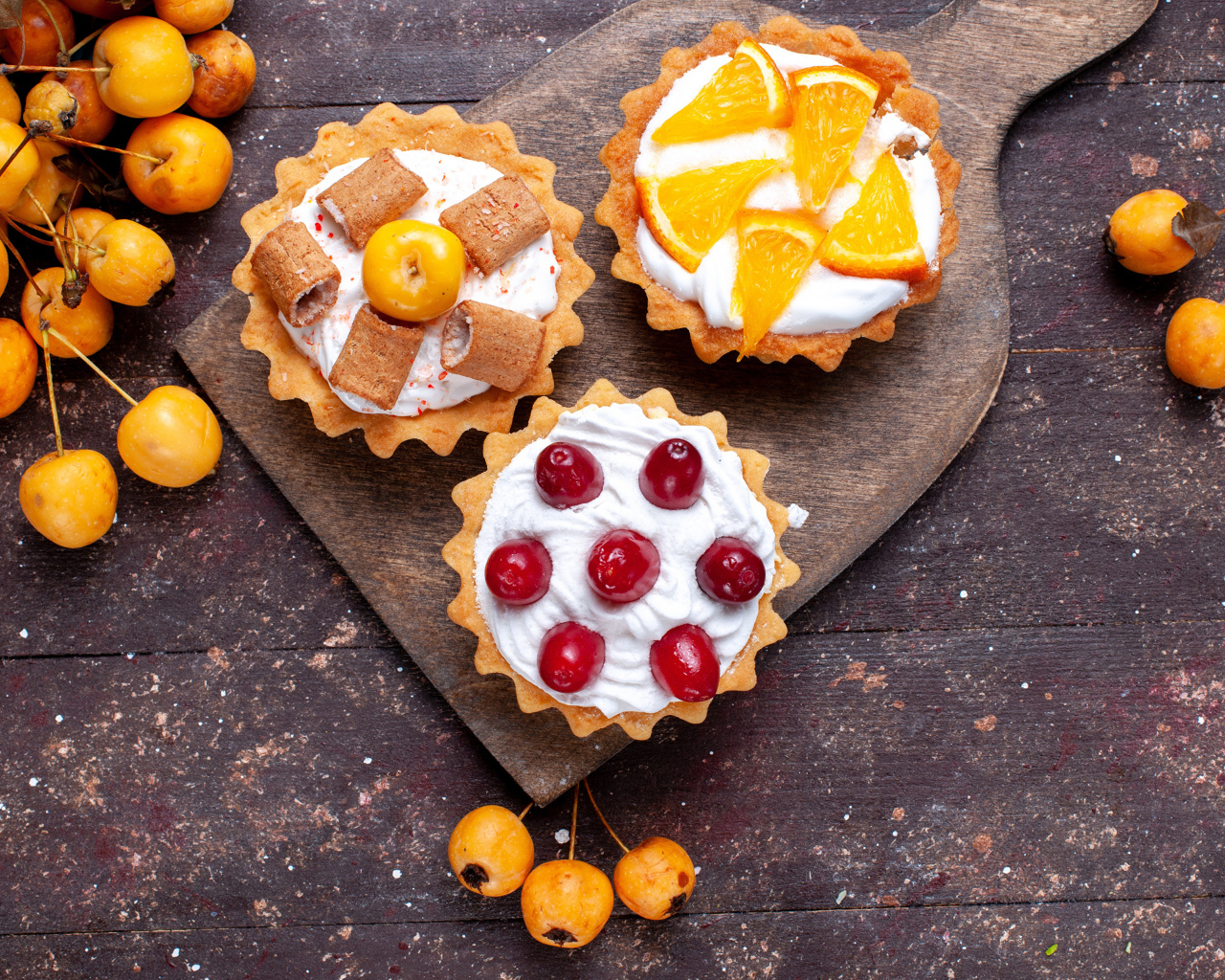 Appetizing cake with berries on the table