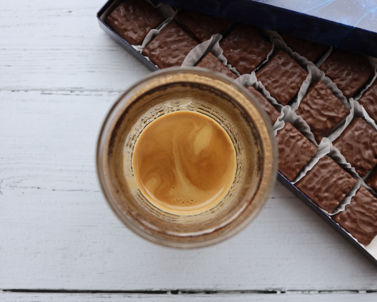 Чашка кофе с шоколадными конфетами