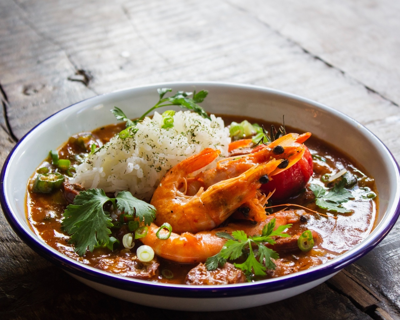 Рис с креветками в остром соусе