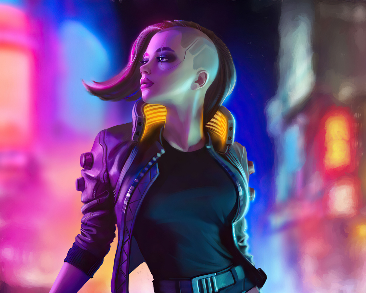 Девушка солдат из компьютерной игры Cyberpunk 2077