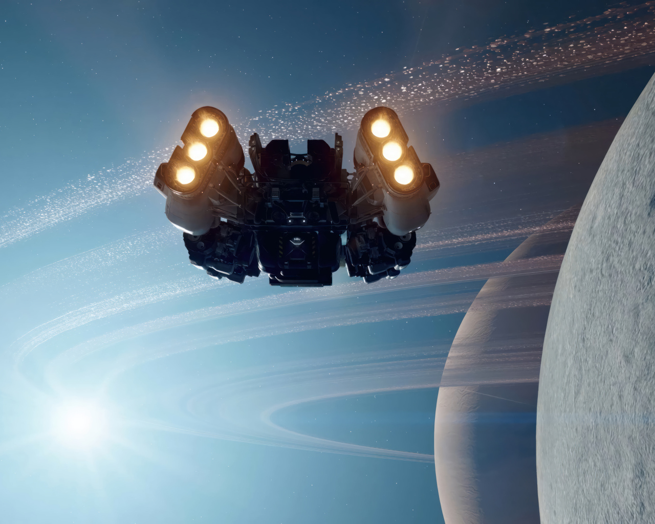 Космический корабль на орбите планеты игра Starfield