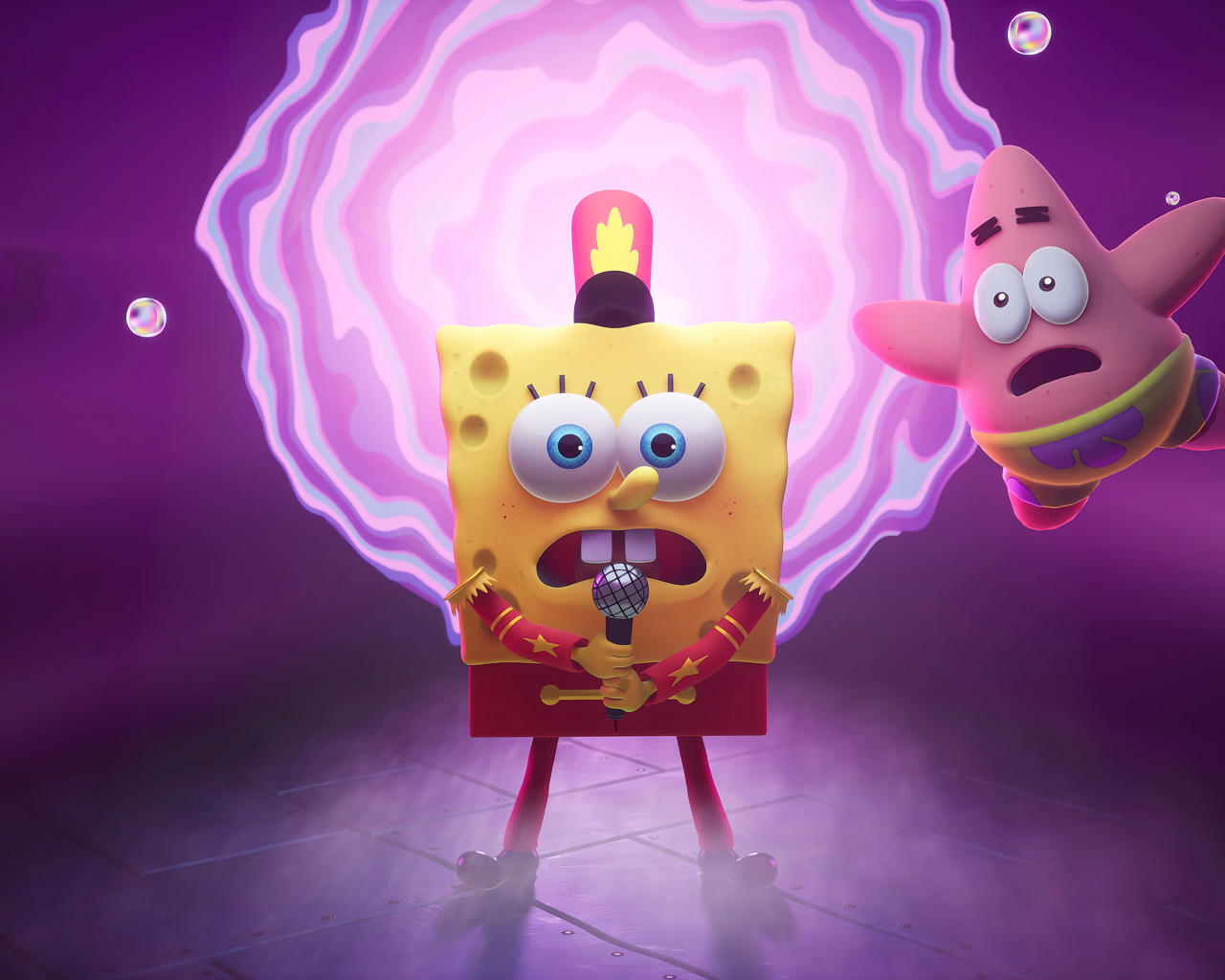 Спанч Боб с микрофоном, игра SpongeBob SquarePants: The Cosmic Shake