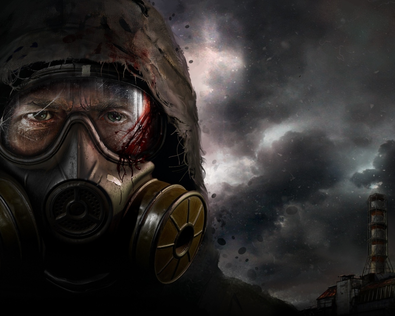 Мужчина в маске из компьютерной игры S.T.A.L.K.E.R. 2: Heart of Chornobyl