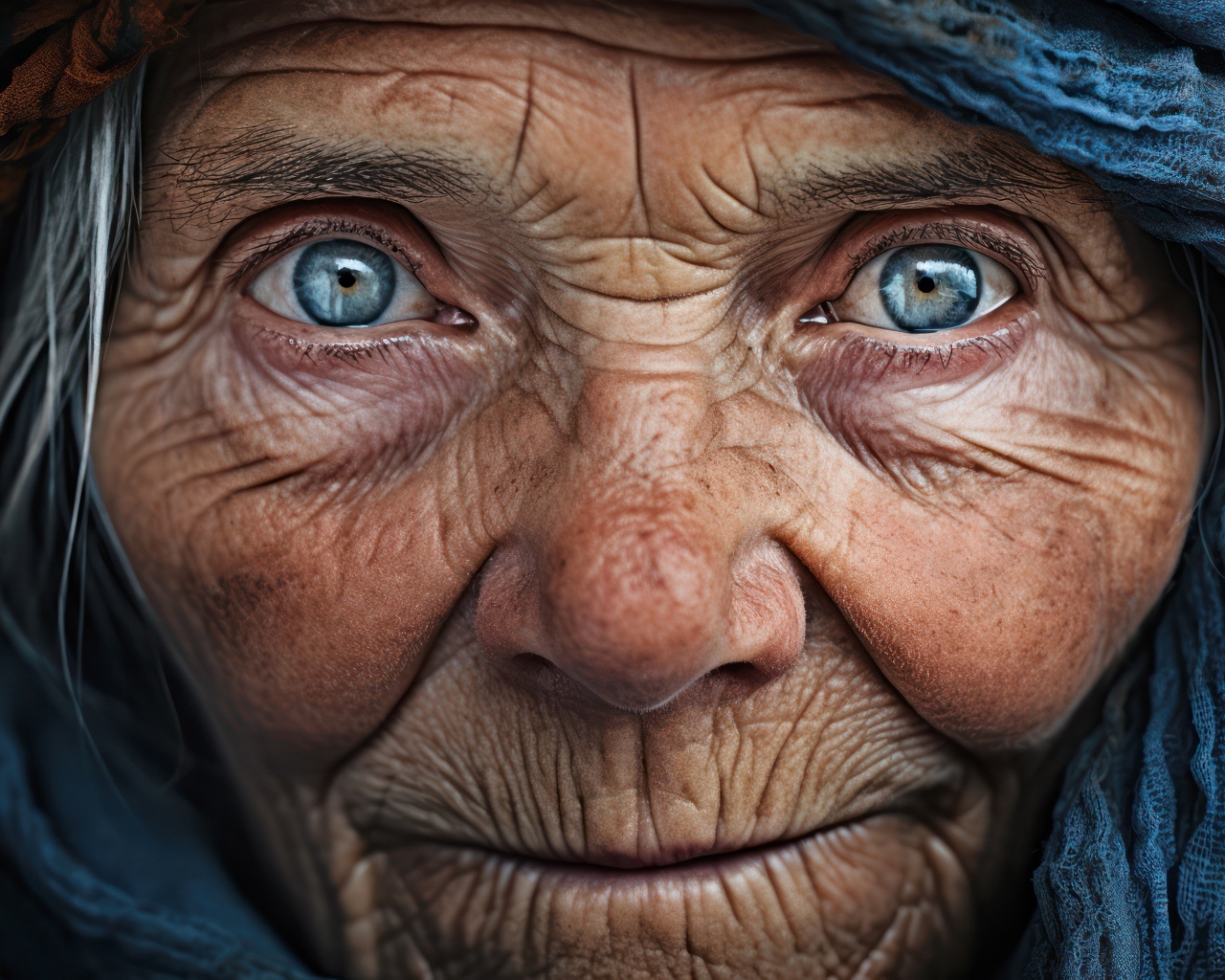 Старая женщина с голубыми глазами