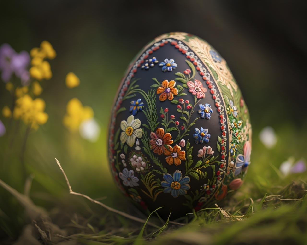 Красивое большое яйцо с рисунком на праздник Пасха