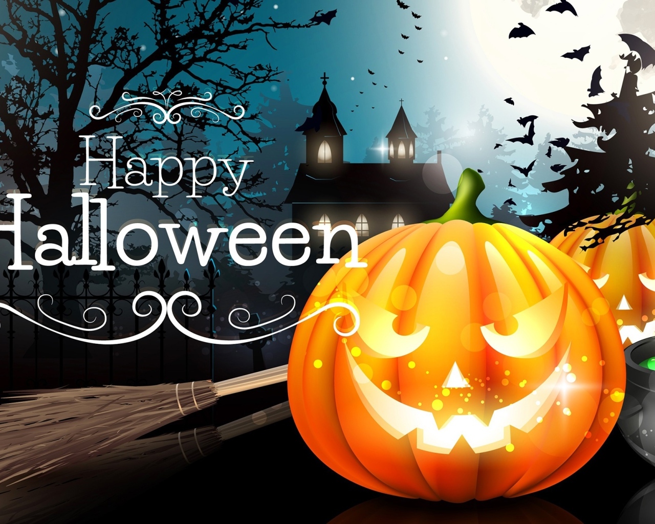 Открытка с тыквами на праздник Хэллоуин