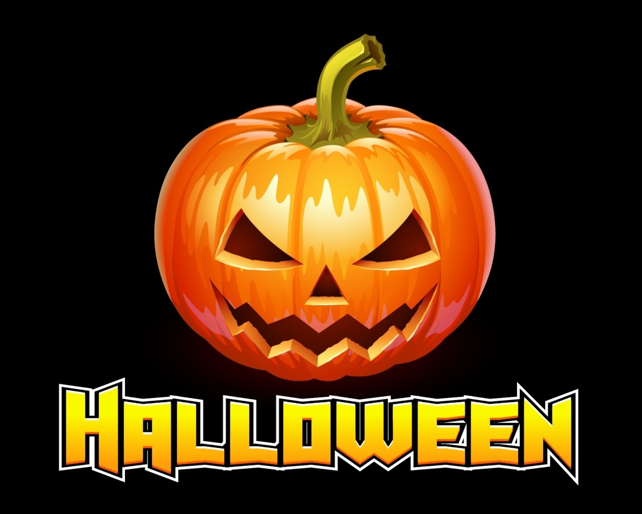 Зловещая тыква на черном фоне на Хэллоуин