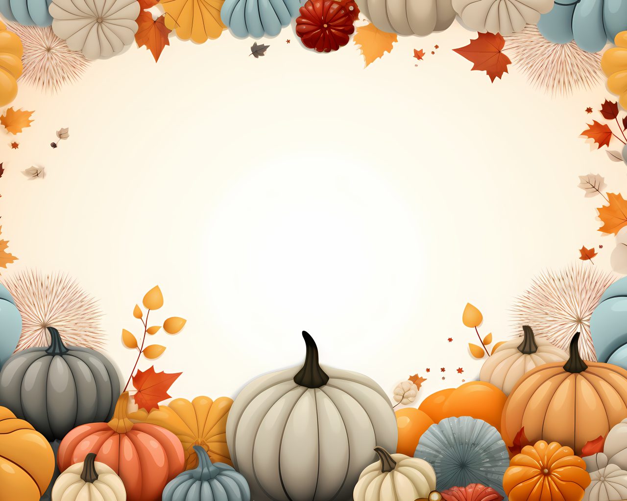 Белый фон с тыквами на Хэллоуин