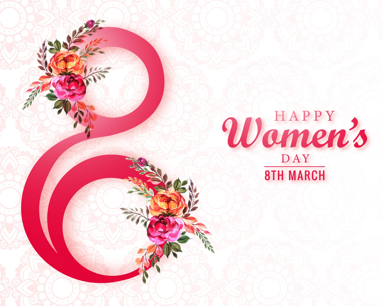 Красивая цифра 8 с цветами на международный женский день