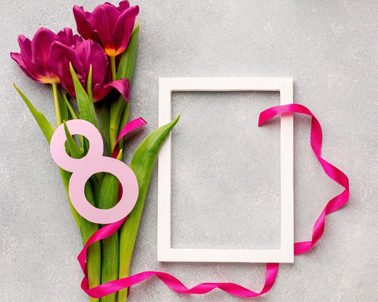 Рамка и букет тюльпанов шаблон для открытки на 8 марта