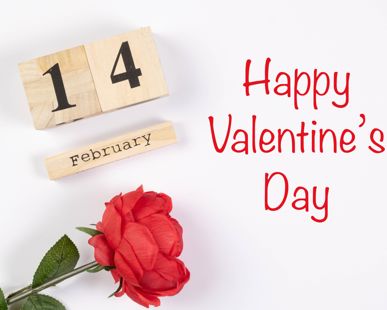 Красивая открытка с розой на белом фоне на День влюбленных