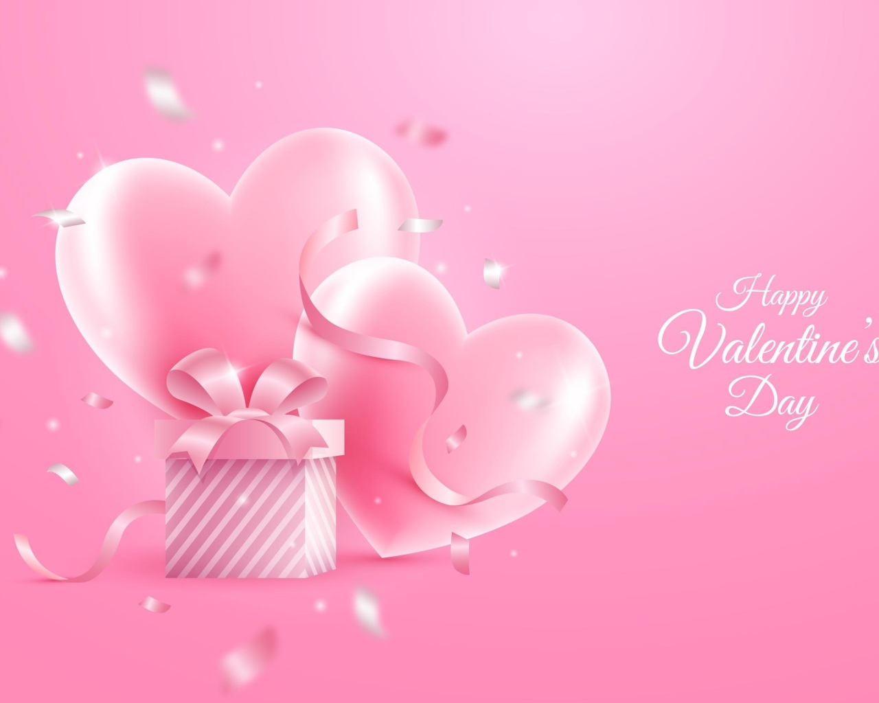 Розовая открытка на день Святого Валентина