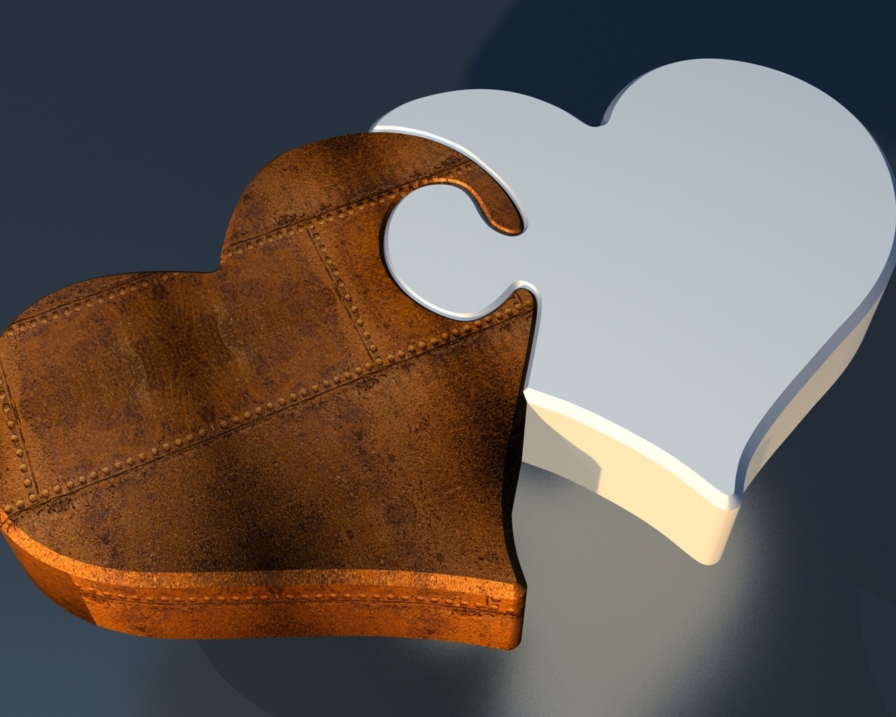 Пазл из двух сердец на сером фоне