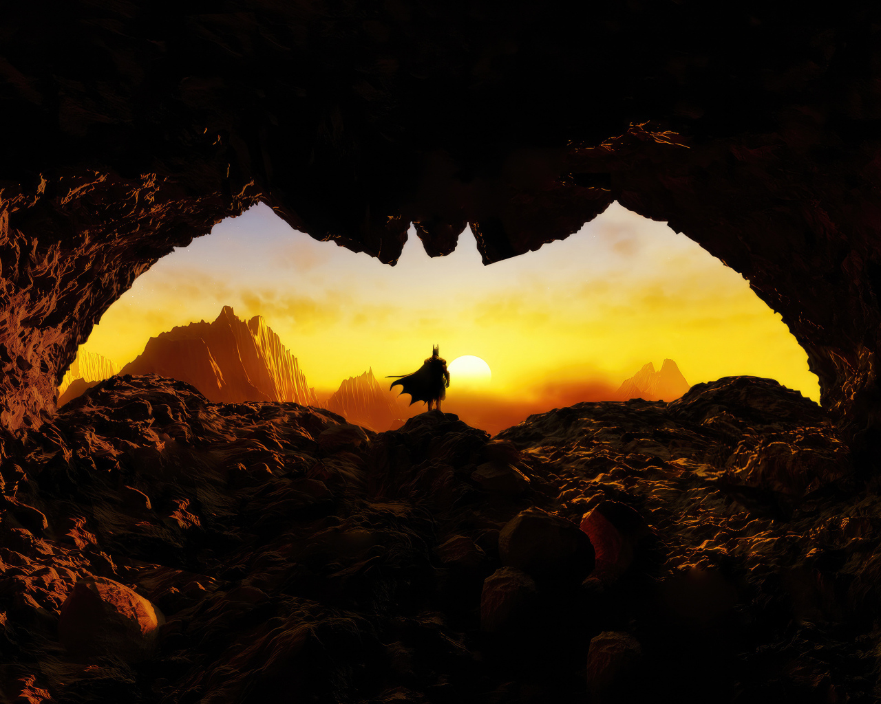 Выход в пещере в форме Бэтмена