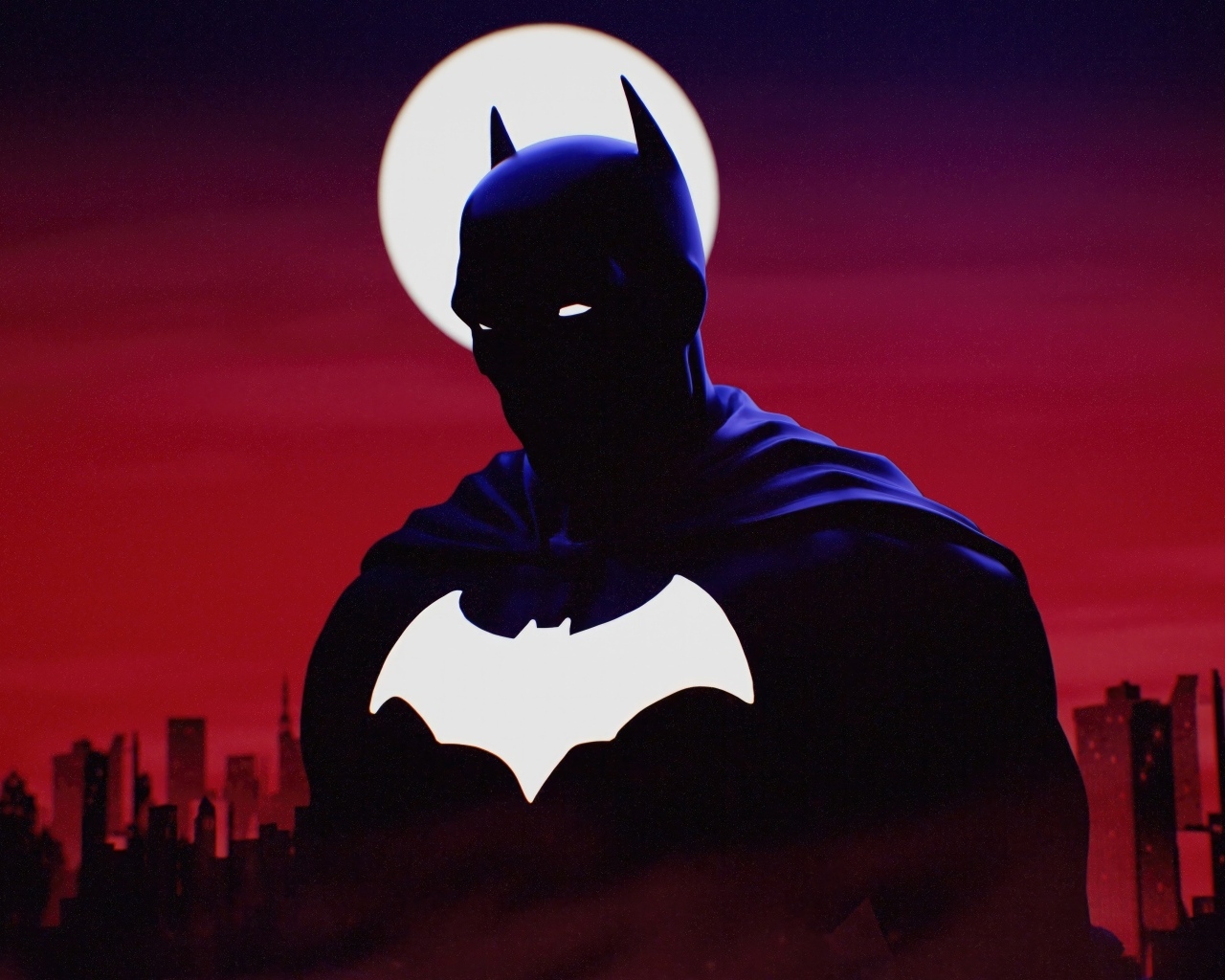 Персонаж Бэтмен на фоне белой луны