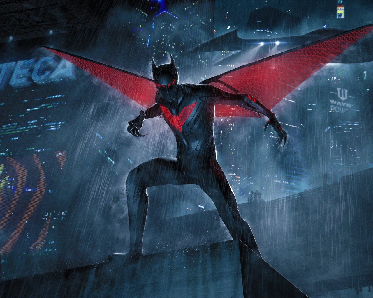 Персонаж Бэтмен под дождем