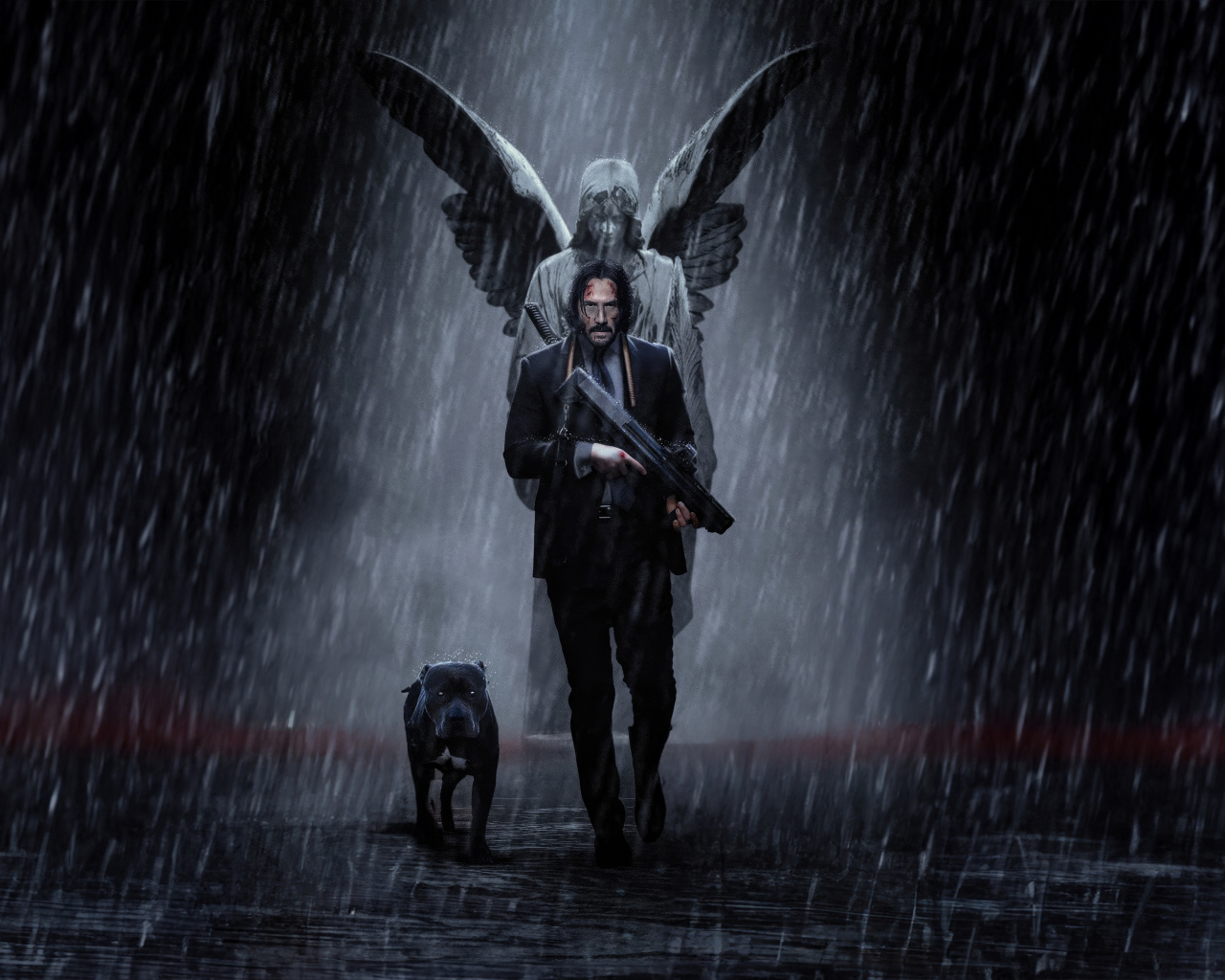 Персонаж фильма Джон Уик с оружием в руках