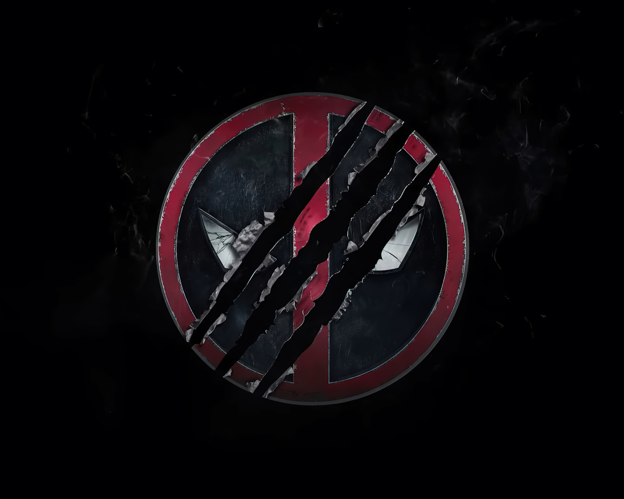 Логотип фильма Дэдпул 3 на черном фоне