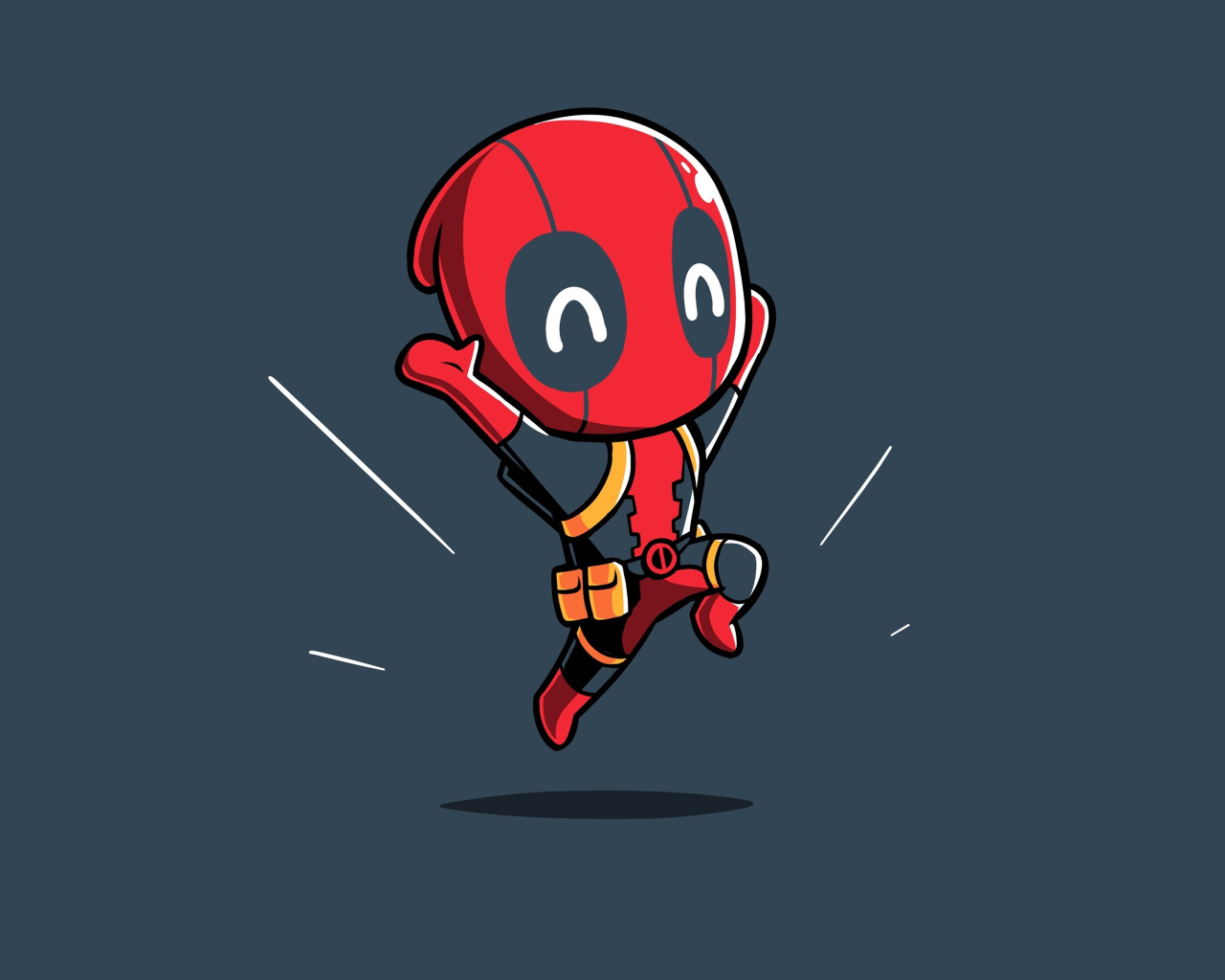 Нарисованный маленький Дэдпул на черном фоне