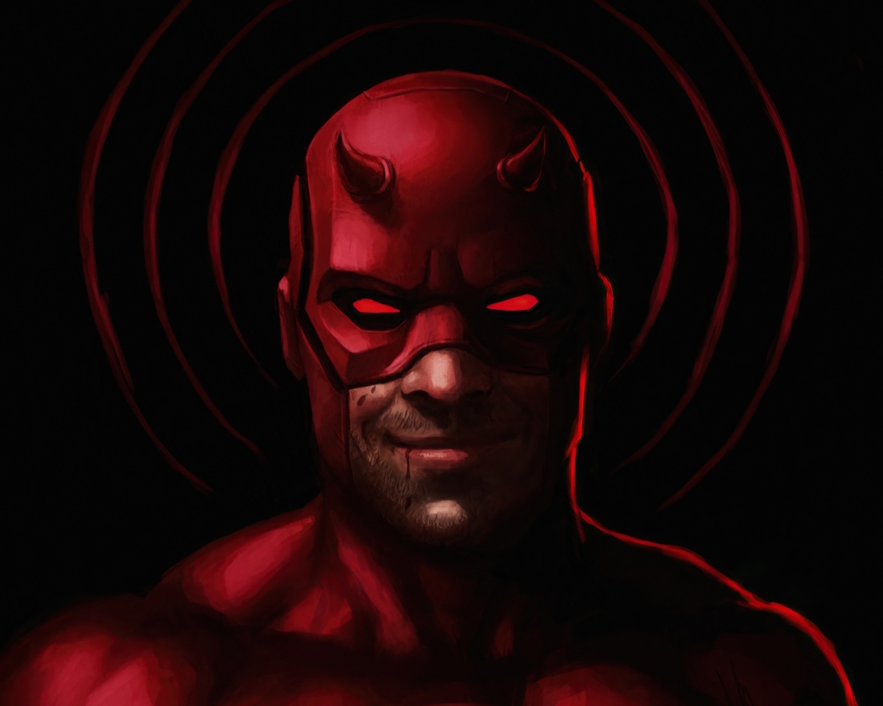 Фантастический персонаж Сорвиголова на черном фоне