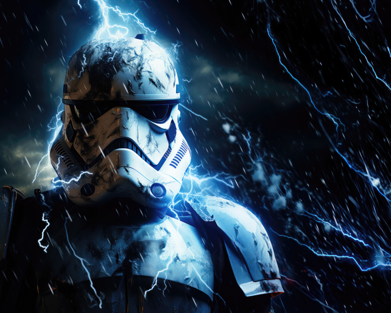 Имперский штурмовик в разрядах молнии