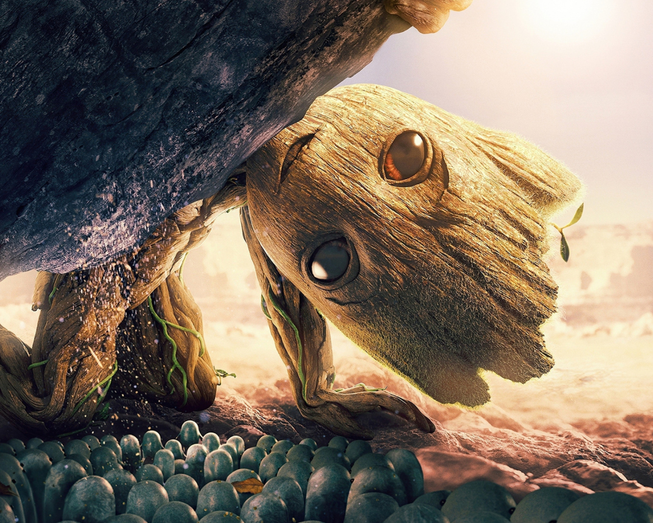 Маленький Грут у камня