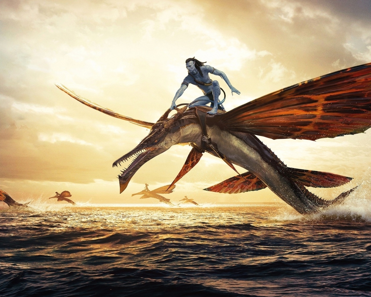 Персонаж фильма Аватар: Путь воды над  морем