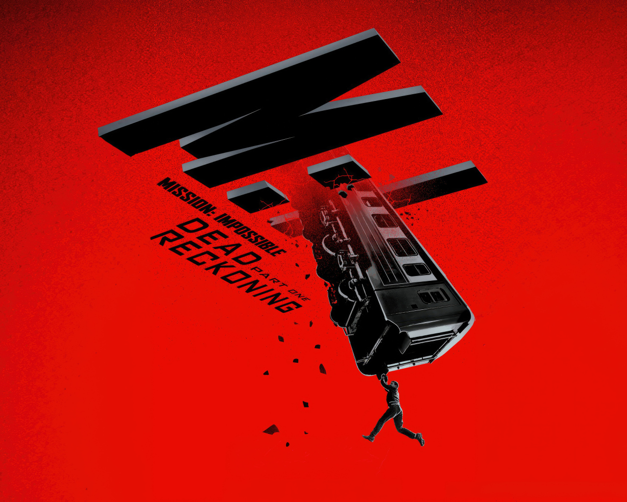 Постер нового фильма Миссия невыполнима: Смертельная расплата. Часть 1 на красном фоне