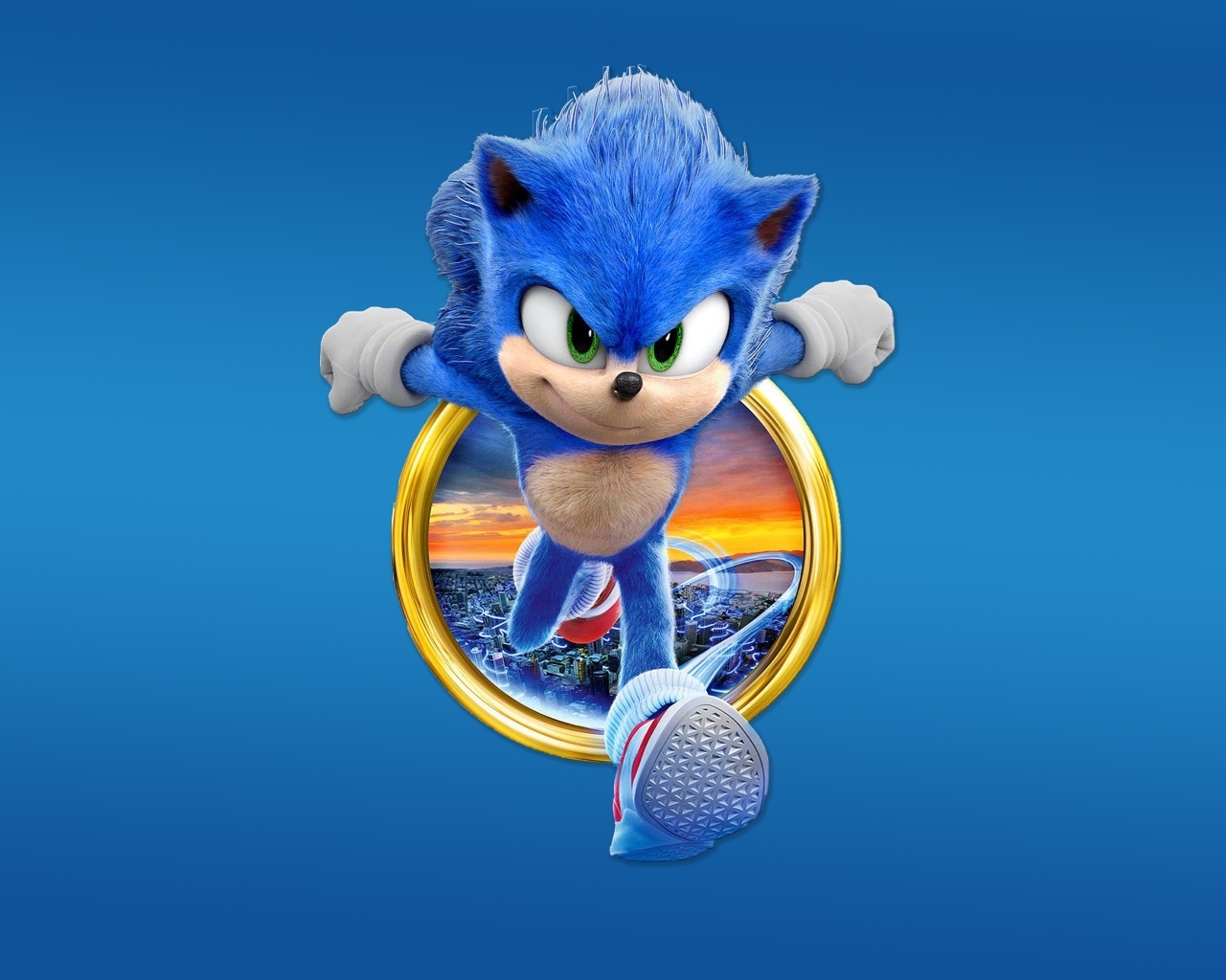 Постер персонажа Соник на голубом фоне